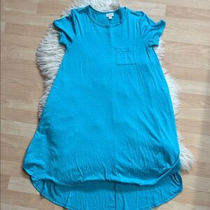 Lularoe Turquoise Heather Pocket Carly Swing Dress XS